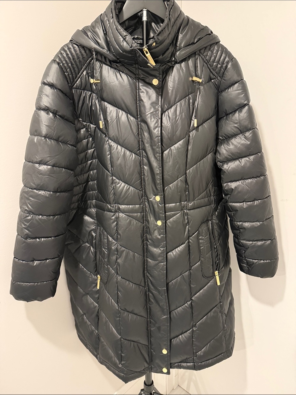 Weatherproof Black Puffer Coat with Gold Detail Size 2X NWOT
